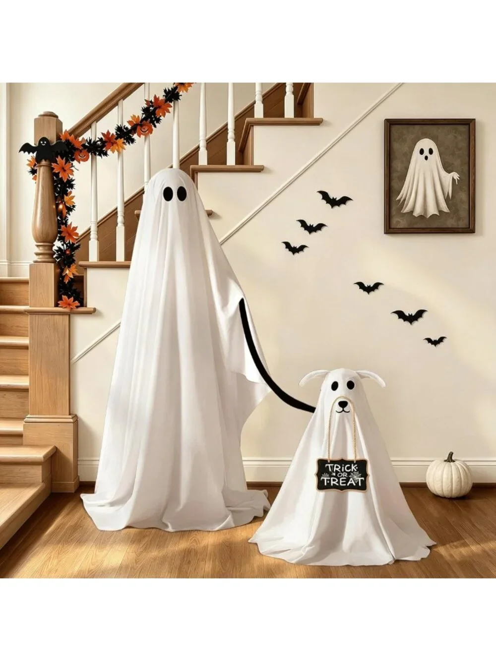 Spooky Ghost Dog Halloween Decor Set | Indoor & Outdoor Party Decorations with